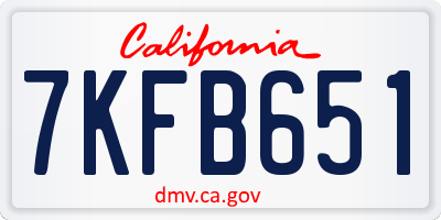 CA license plate 7KFB651
