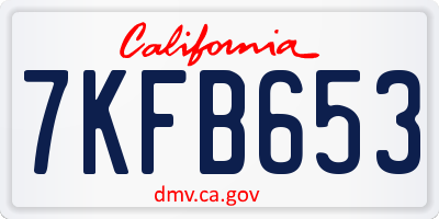 CA license plate 7KFB653