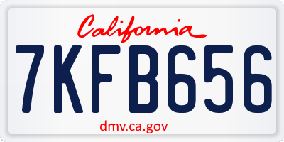 CA license plate 7KFB656