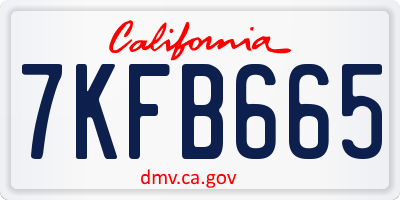 CA license plate 7KFB665