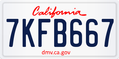 CA license plate 7KFB667