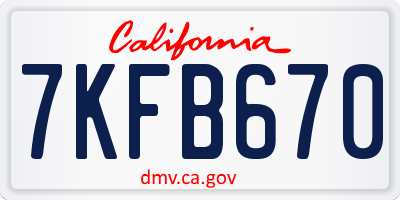 CA license plate 7KFB670