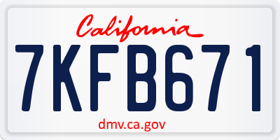 CA license plate 7KFB671