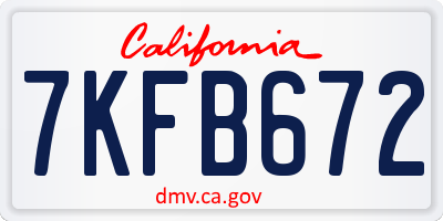 CA license plate 7KFB672