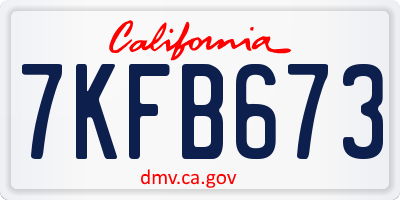 CA license plate 7KFB673