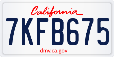 CA license plate 7KFB675