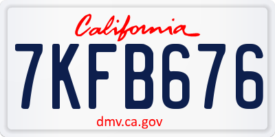 CA license plate 7KFB676