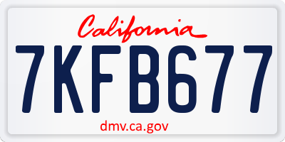 CA license plate 7KFB677