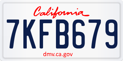 CA license plate 7KFB679
