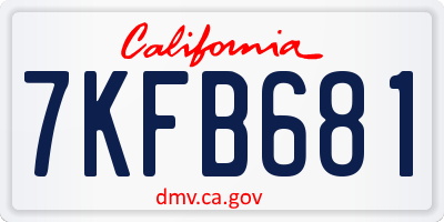 CA license plate 7KFB681