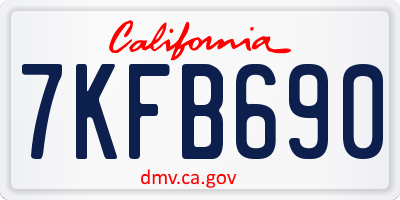 CA license plate 7KFB690