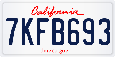 CA license plate 7KFB693