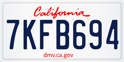 CA license plate 7KFB694