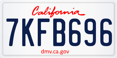 CA license plate 7KFB696
