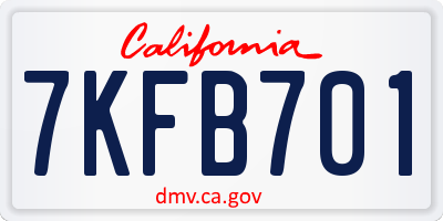 CA license plate 7KFB701