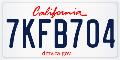 CA license plate 7KFB704