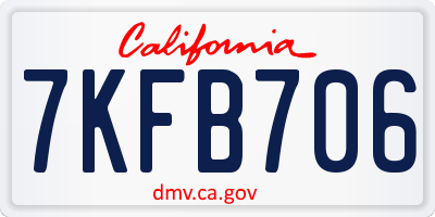 CA license plate 7KFB706