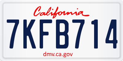 CA license plate 7KFB714