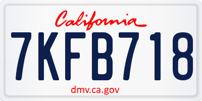 CA license plate 7KFB718