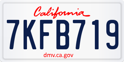 CA license plate 7KFB719