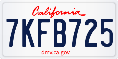 CA license plate 7KFB725