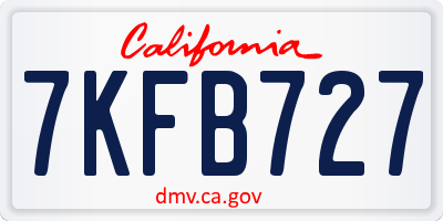 CA license plate 7KFB727