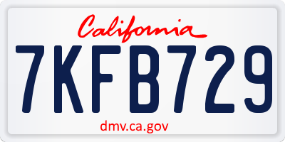 CA license plate 7KFB729