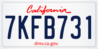 CA license plate 7KFB731