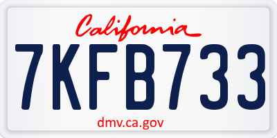 CA license plate 7KFB733