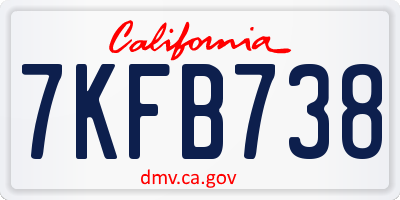 CA license plate 7KFB738