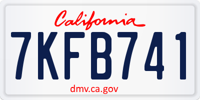 CA license plate 7KFB741