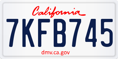 CA license plate 7KFB745