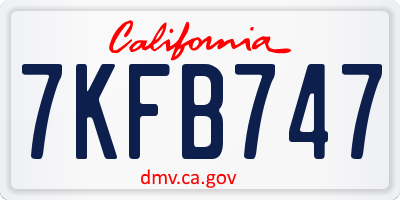 CA license plate 7KFB747