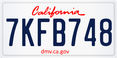 CA license plate 7KFB748
