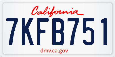 CA license plate 7KFB751