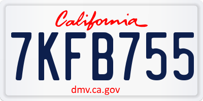 CA license plate 7KFB755