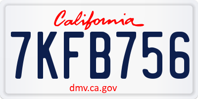 CA license plate 7KFB756