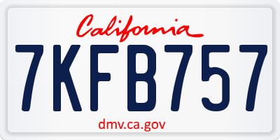 CA license plate 7KFB757