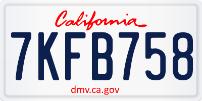 CA license plate 7KFB758