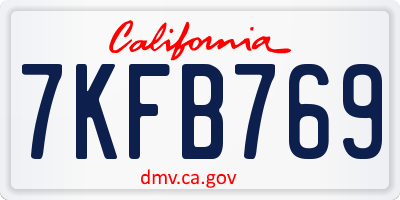 CA license plate 7KFB769