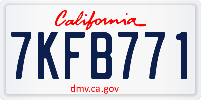 CA license plate 7KFB771