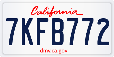 CA license plate 7KFB772