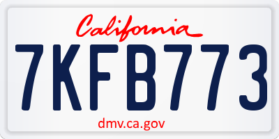 CA license plate 7KFB773
