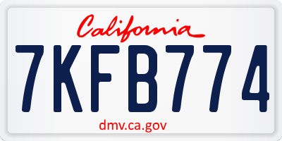 CA license plate 7KFB774