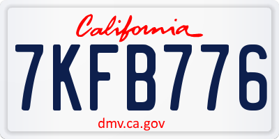 CA license plate 7KFB776