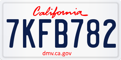 CA license plate 7KFB782