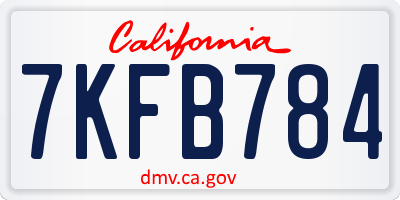 CA license plate 7KFB784