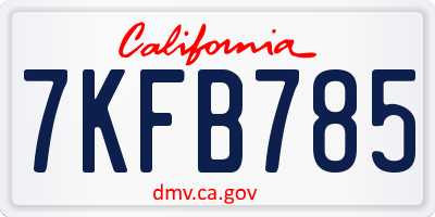 CA license plate 7KFB785