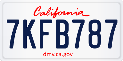 CA license plate 7KFB787