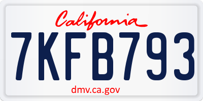 CA license plate 7KFB793